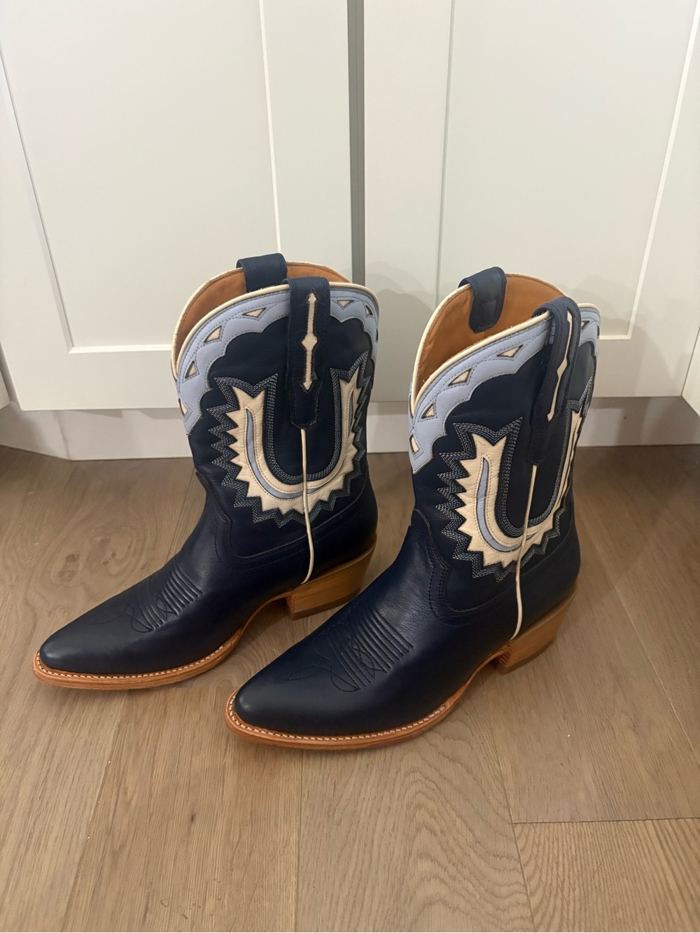 Tecovas The Jolene Atlantic Blue western Embroidered Heeled Boots US 7 - Picture 3 of 6